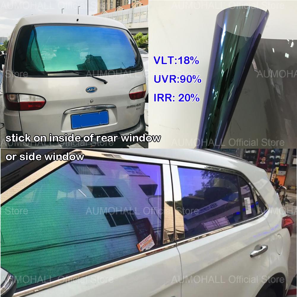 75смX300см VLT 18% Синий Хамелеон Боковое стекло грузовика автомобиля Заднее лобовое стекло Пленки, меняющие цвет солнцезащитные тонировочные пленки Anti Look