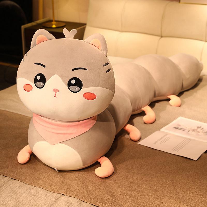 Creative Soft Cat Caterpillar Throw Pillow Plush Toy Doll Girl Sleeping Soothing Rag Doll Birthday Gift
