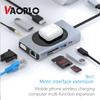 VAORLO 9 IN 1 HUB Adapter Support 15W 7.5W QI Wireless Charging 100W PD Fast Charging TF/U-Disk RJ45 3.5mm AUX HDMI 4K Connect For Computer