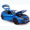 1:32 масштаба 2017 Honda Civic Type-R, литая под давлением модель автомобиля, игрушечный автомобиль с открытыми дверями, свет и звук для детей, мальчиков, девочек, взрослых и мужчин, коллекция