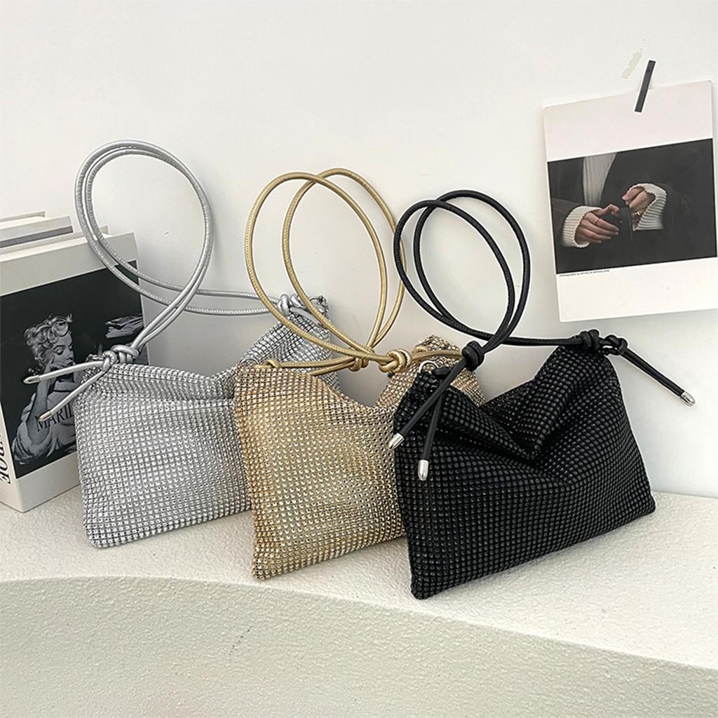 Гламурная вечерняя сумочка, сумка через плечо для женщин, блестящая, со стразами, ПВХ-сетка, застежка-молния с бриллиантами для торжественных мероприятий