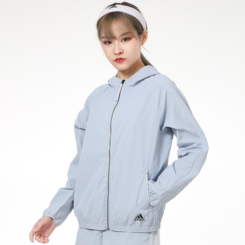 adidas Уличная ветровка с капюшоном, женская верхняя одежда, голубая GP0669