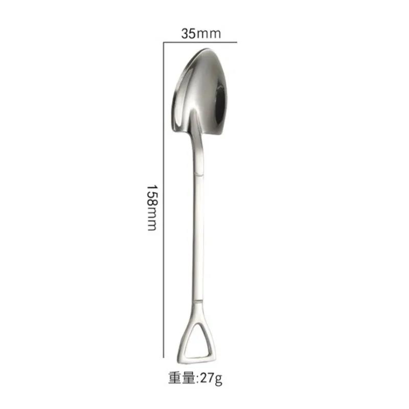 Stainless Steel Square Spade Spade Fork Pointed Shovel Said Dessert Cake Fork Spoon Fruits Kitchen Tableware Set4