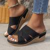 Fashion Women's Wedge Slippers for Cross Strap Slides Solid Thick Bottom Platform Woman Flop Flips Summer Vacation Slip On Beach Shoes