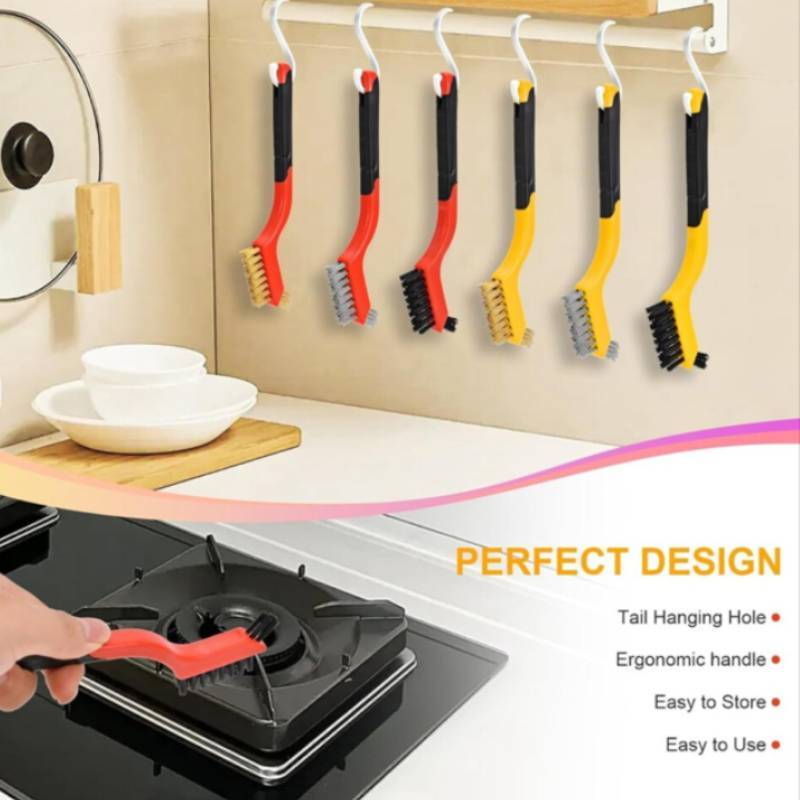 Copper Wire Brush Kitchen Gas Stove Cleaner With Long Handle For Grime Removal