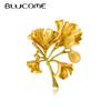 Golden Ginkgo Leaf Brooches Enamel Plant Corsage for Women Girls Suit Collar Clip Pins Wedding Party Jewelry Gifts