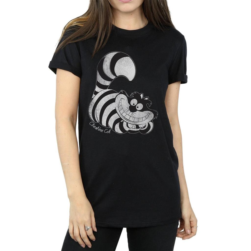Disney Womens/Ladies Alice In Wonderland Mono Cheshire Cat Cotton Boyfriend T-Shirt