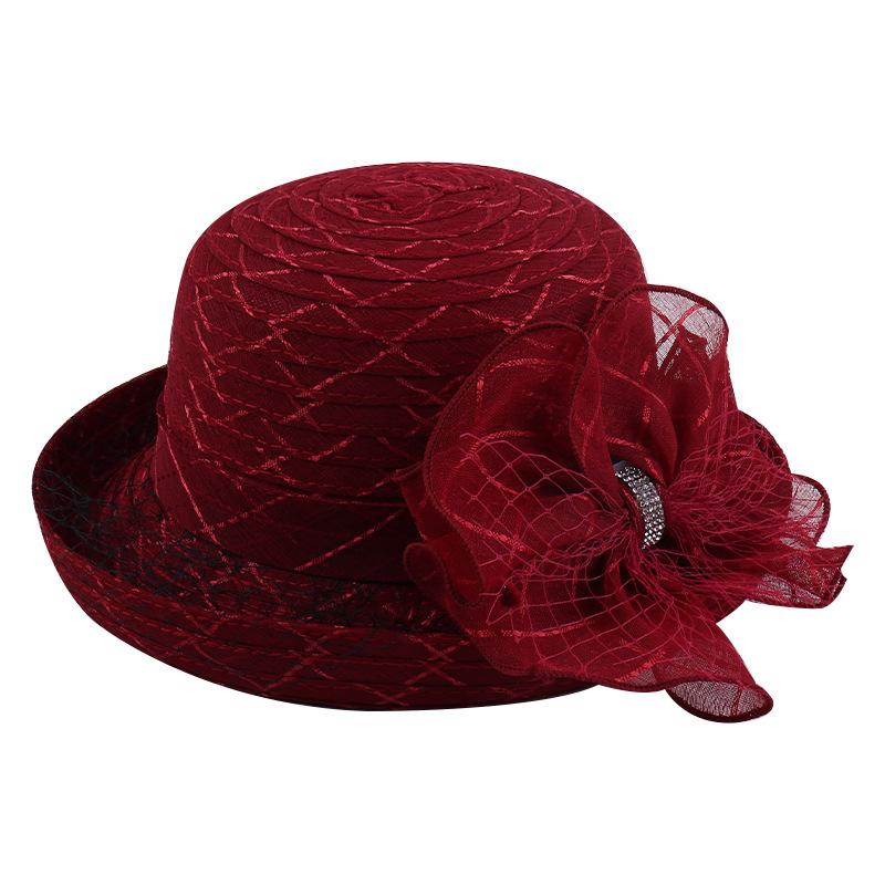 Sun hat summer lace breathable flower fashion top hat British retro mesh face covering sun hat big brim