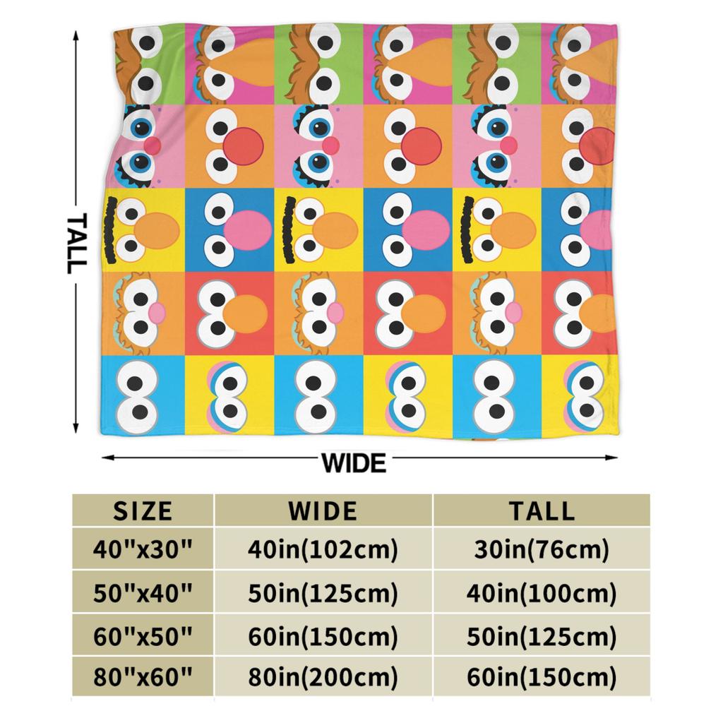 Sesame Street Character Eyes Pattern Blankets Flannel Super Warm Throw Blanket for Outdoor Travel Bedspread