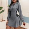 Осенняя женская повседневная однотонная толстовка с капюшоном и длинными рукавами