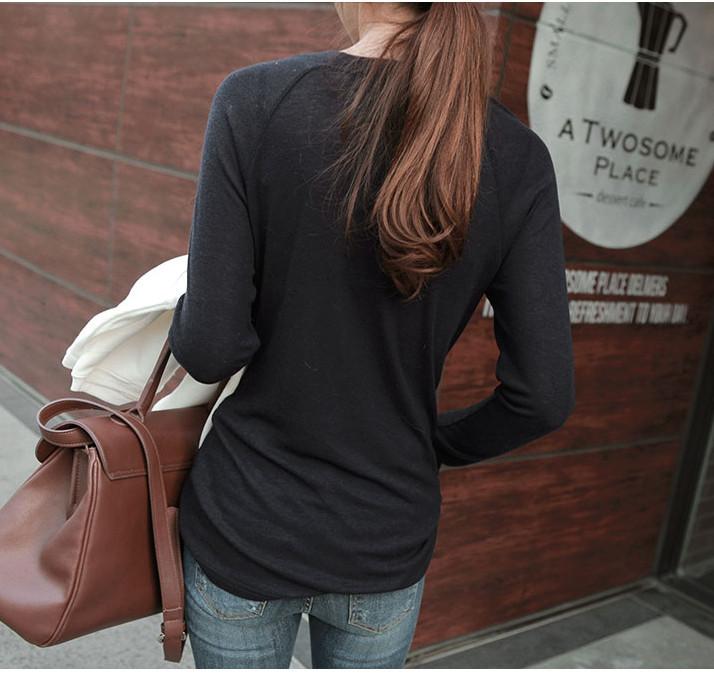 Hot Sale 2024 New Spring Summer Basic Tops Long Sleeve Loose Thin Sexy Blue T-shirt Women Fashion Solid Color Cotton Tee Femme