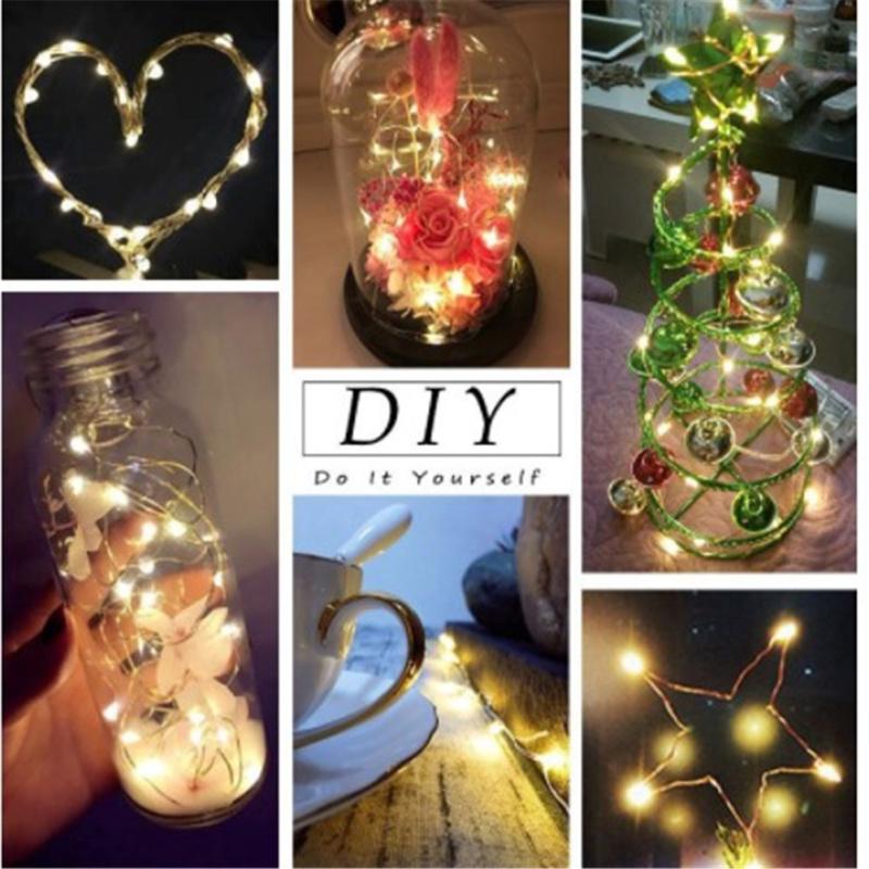 3 режима 1м 2м Светодиодная гирлянда Декоративные огни Сказочная медная проволока Для помещения и улицы