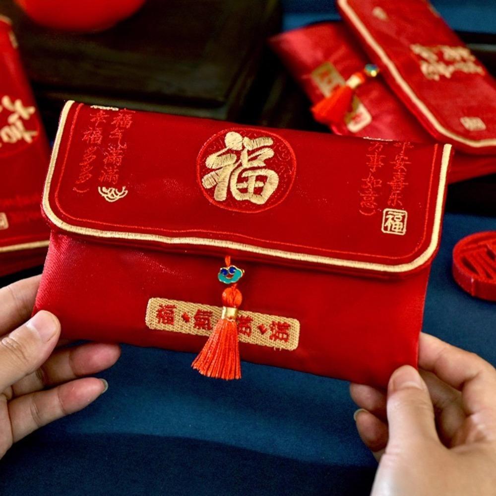 Традиционный Китайский Красный Конверт на Новый Год Год Быка CNY Карманная Сумка на Новый Год Тканевый Счастливый Конверт Конверты Принадлежности для Вечеринки