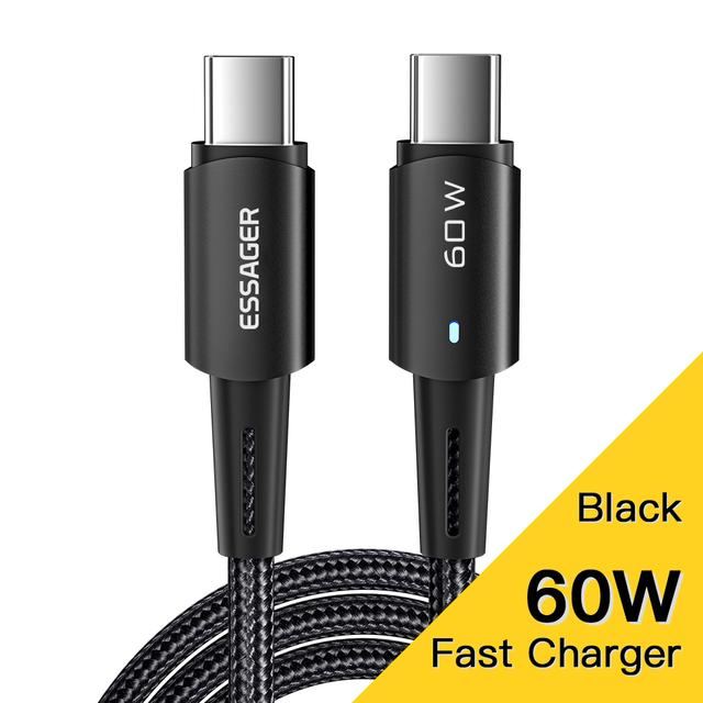 Essager Кабель USB C 100 Вт 60 Вт PD QC 4,0 3,0 Кабель USB типа C Кабель для быстрой зарядки Тип C для MacBook Pro Samsung Xiaomi Зарядный кабель