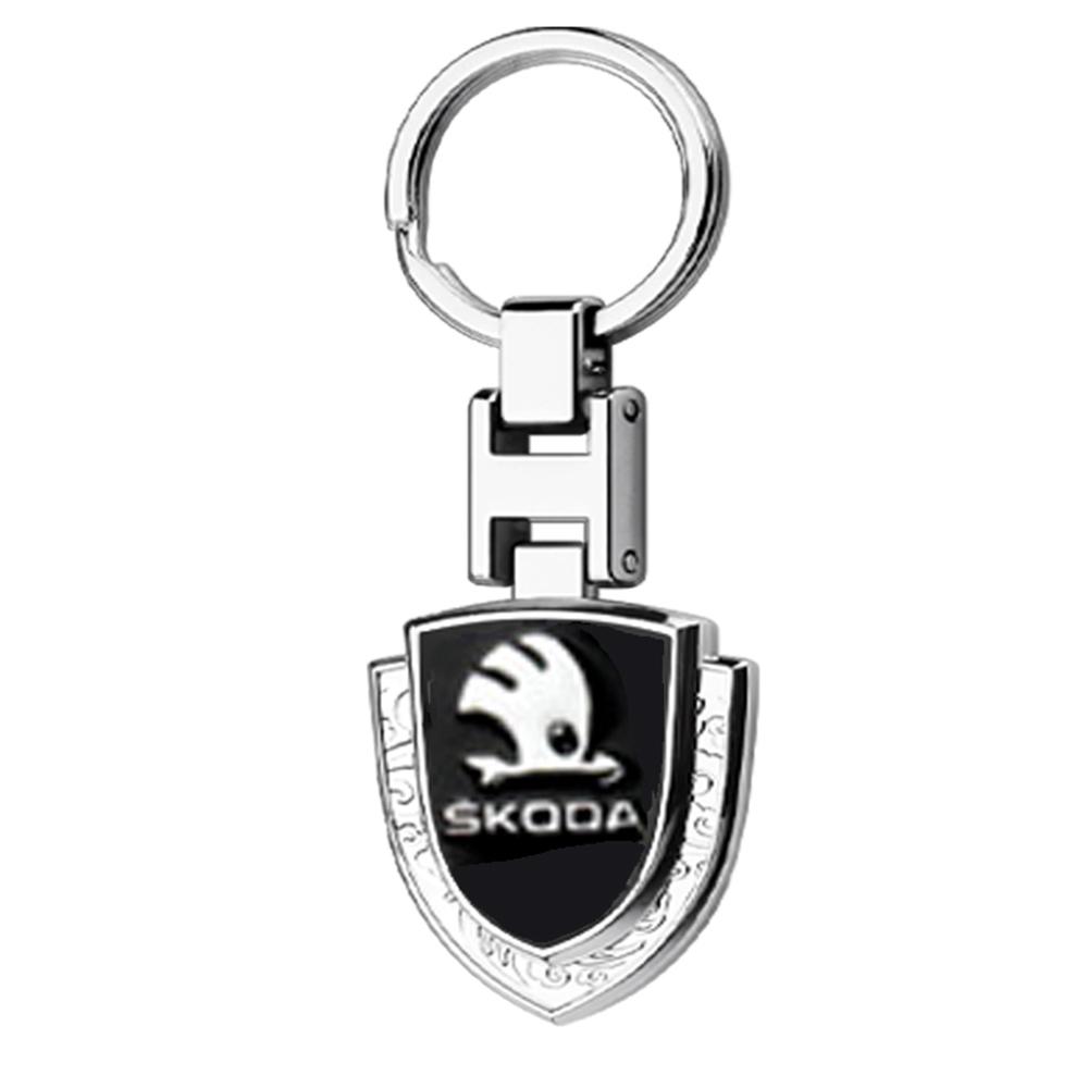 LZIE8 3D Metal Car Styling Keychain Key Rings Pendants Decoration For Skoda Rapid Fabia 1 2 Octavia A5 A4 Kodiaq Roomster Yeti Kodiaq