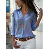 Women Elegant Solid Chiffon Blouse Spring Summer Casual Long Sleeve V Neck Loose Shirt Office Lady Tunics Oversized Tops