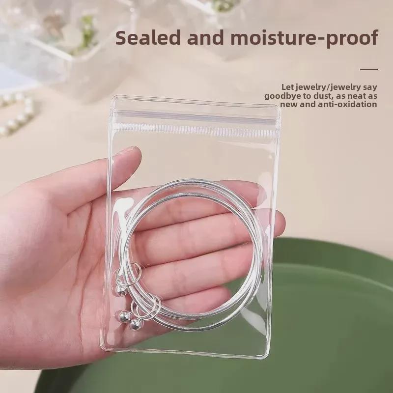Плотный ПВХ прозрачный мешок для хранения ювелирных изделий с застежкой-молнией - антиокислительный для сережек