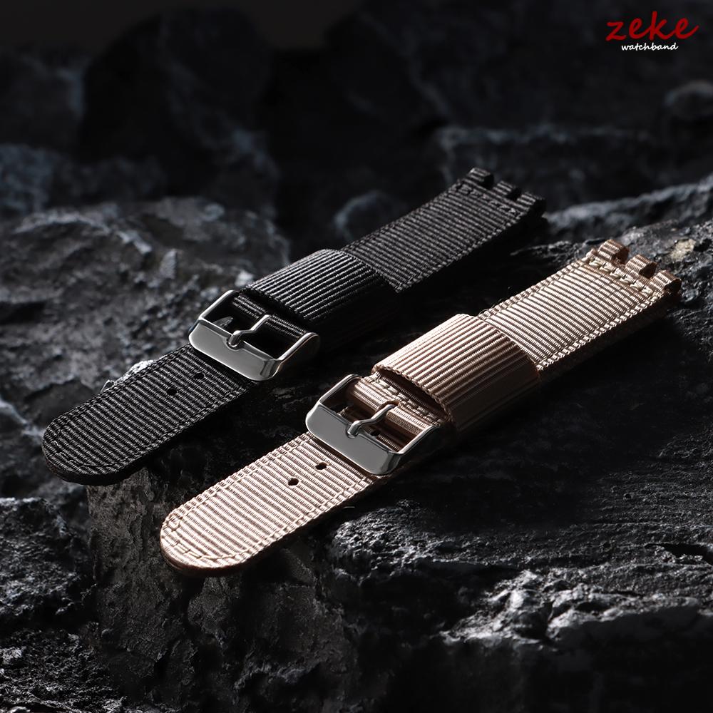 17mm 19mm 20mm Nylon Canvas Watch Band for Swatch Replacement Strap for Military Sports Army Green Wristband Men Women Bracelets