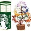 Crocon Seven Chakra Tree of Life for Positive Energy - Feng Shui Decor, Fake Bonsai, Crystals and Healing Stones, Money Tree, Room Decor 7 Chakra