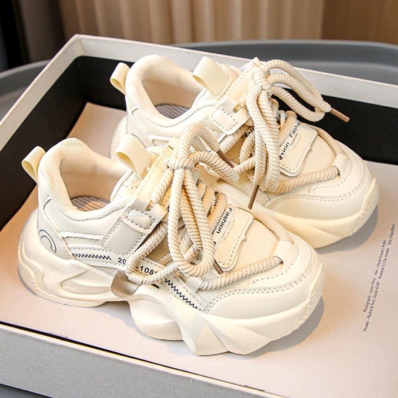 Classmate Girl 2025 New Spring and Autumn Children's Sports Shoes Dad Shoes Girl Little White Shoes Winter Velvet