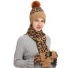 Women's And Men's Winter Fashion Warmth Cute Hat Scarf Gloves Casual Three Piece Set