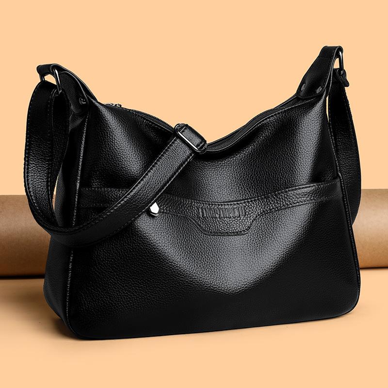 Middle-aged Mother's Women's Bag Shoulder Bag 2025 New Fashion PU Soft Leather Shoulder Bag Simple Messenger Bag Practical