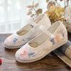 Single Shoes White Sole Retro Hanfu with Flat Bottom Women's Embroidered Cloth Shoes