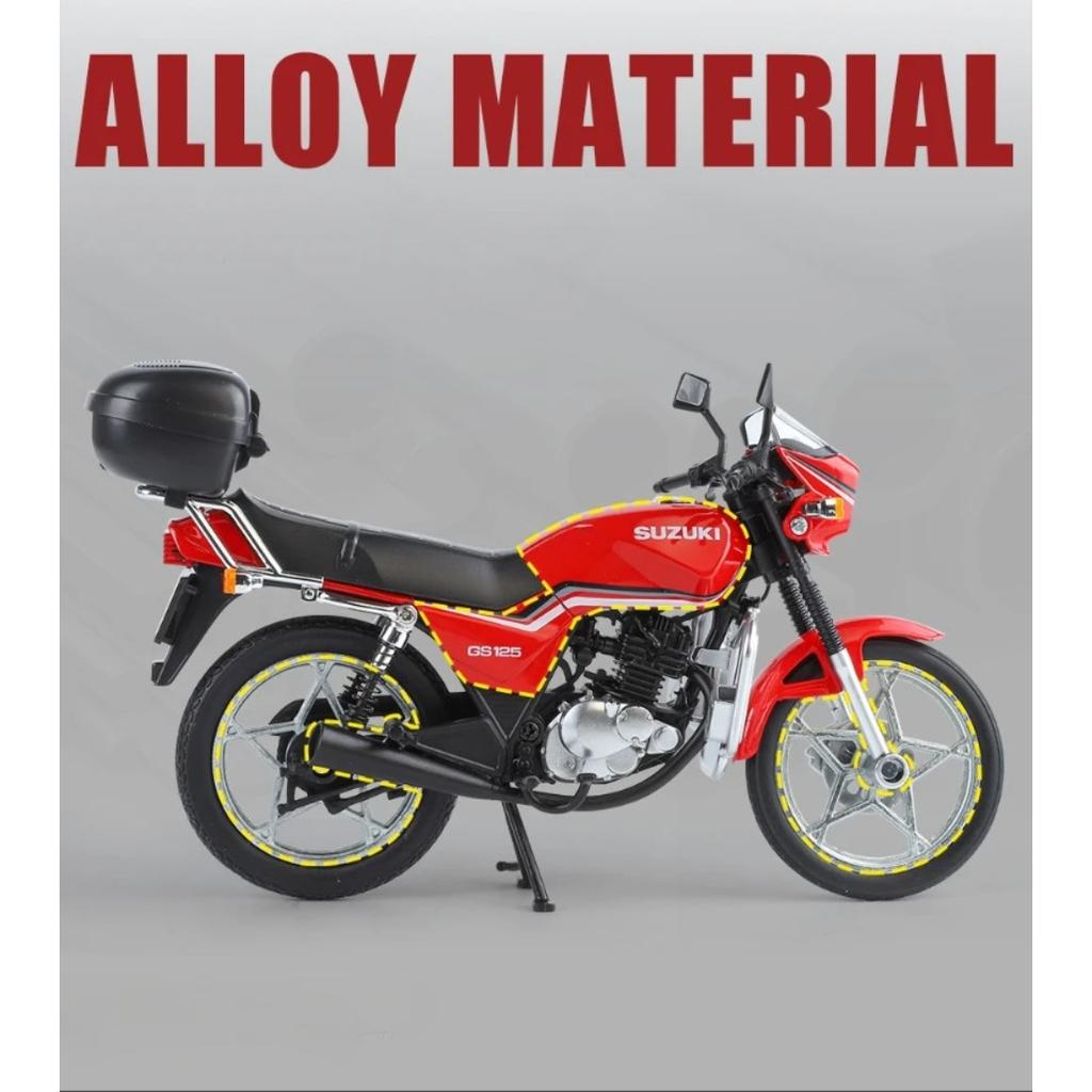 Симуляция 1/12 SUZUKI GS125 Винтажный Мотоцикл Модель Литой Игрушечный Транспорт со Звуком и Светом Коллекции Хобби Декор для Дома