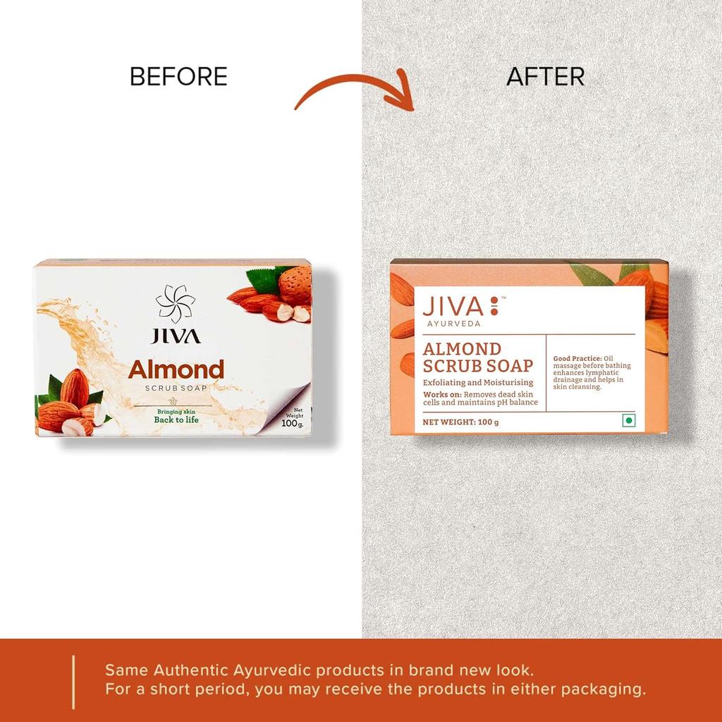 Мыло Jiva Almond 100 г X Упаковка из 7 натуральных очищающих брусков для всех типов кожи Кремовая пена Ежедневное купание Сияние Использовать брусок