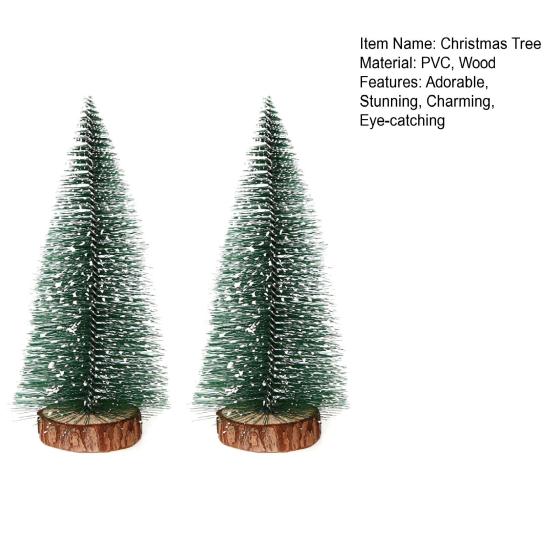 Mini Christmas Trees Snow Frost Flocked Bottle Brush Tree with Wooden Base Small Artificial