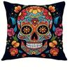 Spooky Halloween Pillow Covers 45x45cm - Colorful Sugar Skull Printed Cushion Cases, Pillow Cover for Sofa Living Room