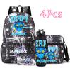 4Pcs/set Anime Cute KPop Printed Backpack with 750Ml Water Bottler for Teenager Student Girl Boy Bookbag Kid Gift Large Capacity waterproof Travel Bag
