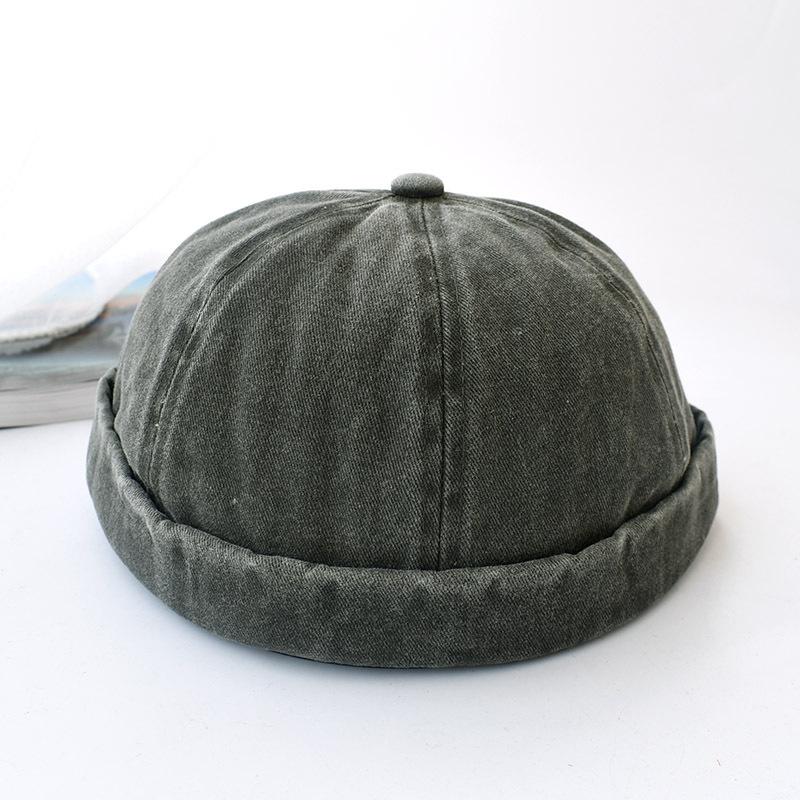 Хлопковая шапка-бини для мужчин без полей, шляпа моряка-рыболова, закатанный манжет, кепка-тюбетейка без козырька