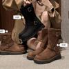 New Retro Locomotive Buckle with Round Head Thick Sole Heightening Medium Tube Short Boots for Women In Autumn and Winter