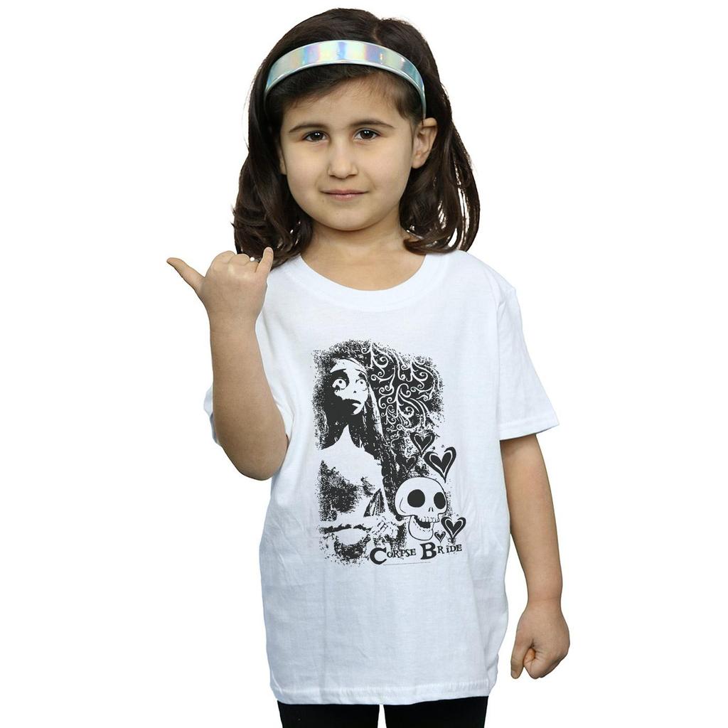 Corpse Bride Girls Skull Logo Cotton T-Shirt
