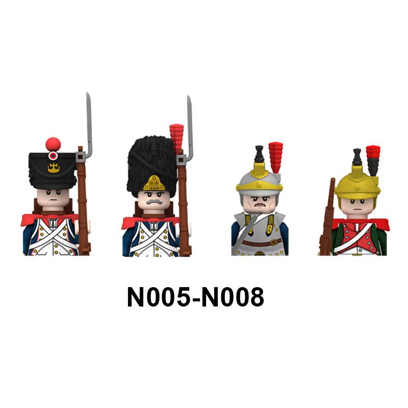 4pcs Military Building Blocks Medieval Knights Duke Marshal Figures Napoleonic Wars Weapons Sword Flags Shoulder Armor Cape Brick MOC