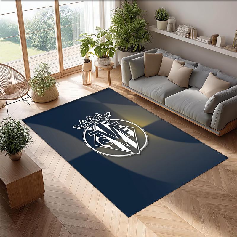 Villarreal FC Soccer Football Pattern Soft Area Rug Non Slip Indoor Floor Carpet Sports Decor Mat for Bedroom
