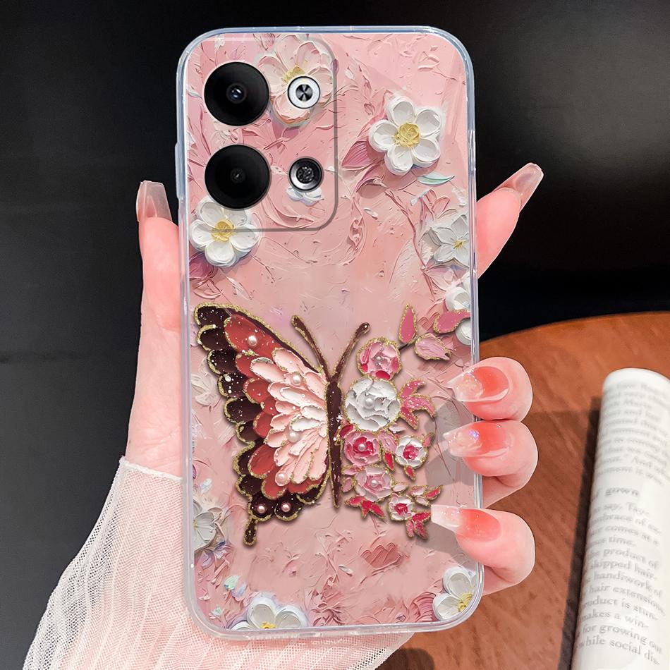 Чехол для телефона Oppo Reno 9 Pro Plus 5G Милый Мультяшный Мягкий ТПУ Прозрачный Силикон Легкая Задняя Крышка Для Oppo Reno9 Funda