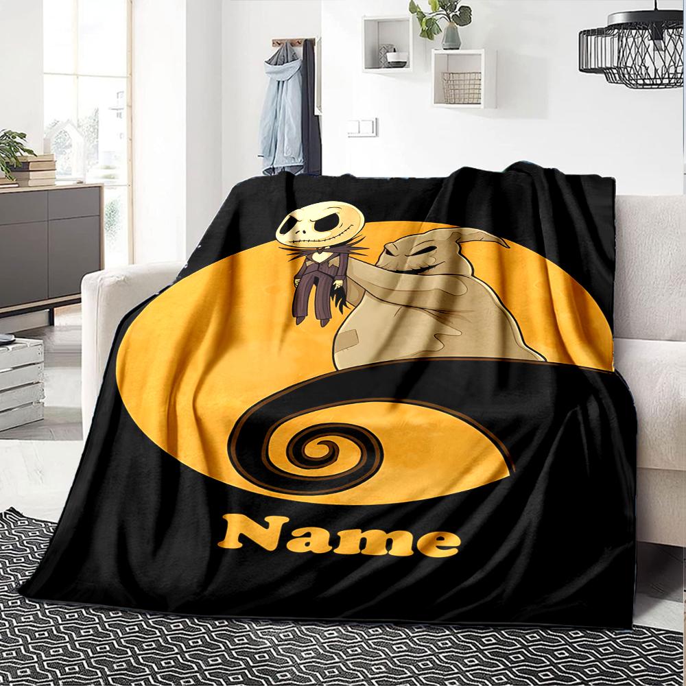 Custom Name The Nightmare Before Christmas Theme Printed Blanket - Perfect for Couch, Bed, Travel & Outdoor Use | Machine Washable, Cozy & Durable.