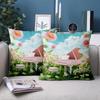 1 Pieces Pink Piano Flower Garden Throw Pillow Cover Polyester Sofa Decorative Cushion Cov Headboard Pillow (Without Pillow Core