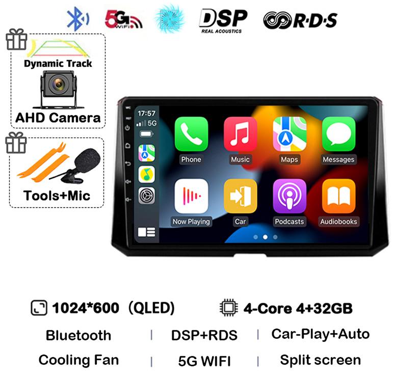 Android 14 Carplay Auto For Toyota Corolla 12 2019 2020 2021 2022 Car Radio Multimedia Player Stereo 4G Wifi GPS 360 Camera QLED
