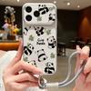 Милый Чехол-Лейард из Кожи с Принтом Панды для iPhone 18 Pro Max 17 16 15 14 13 Pro Max Роскошный Гибридный Чехол из ТПУ+ПУ Противоскользящий Мягкий Чехол для Телефона