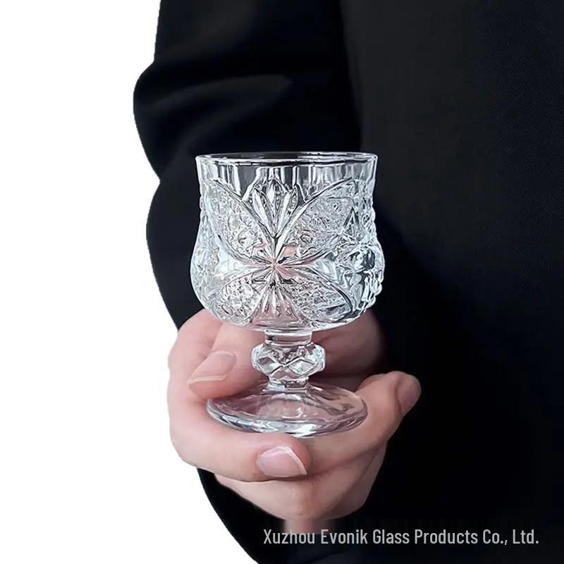 Ретро Гравированный Мини Бокал для Вина - 50 мл Бокал для Белого Вина на Ножке