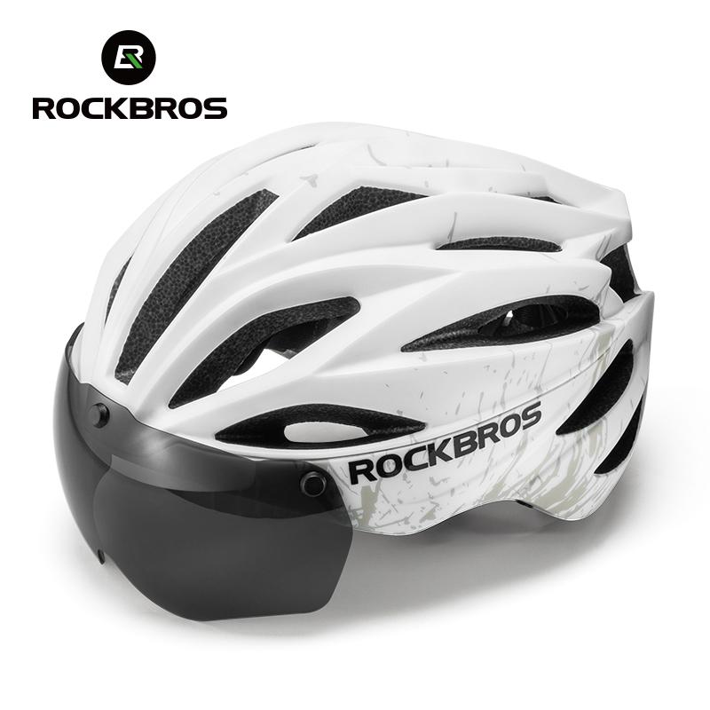 ROCKBROS Cycling Helmet 58-62cm Adjustable Magnetic Goggles Integrated Bike Safety Helmet Men Bicycle Helmet Cycling Headwear