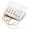 12 Pairs Fashion Exaggerated Crystal Circle Earrings