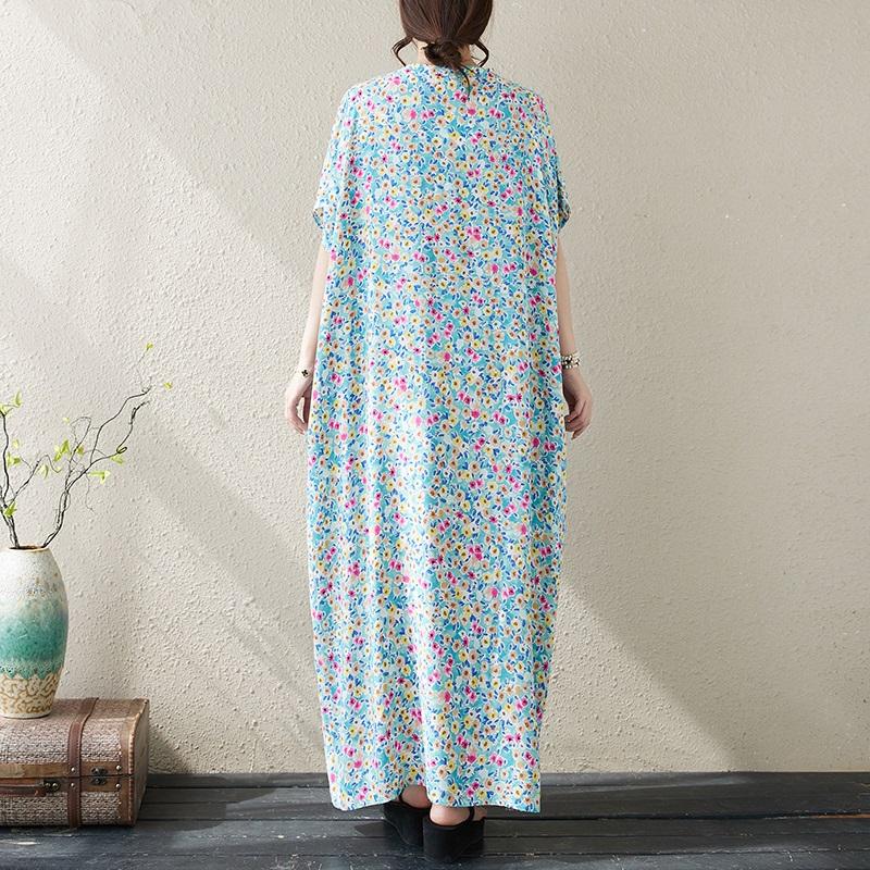 Новые женские платья с коротким рукавом больших размеров в винтажном стиле с цветочным принтом, повседневное свободное длинное летнее платье макси