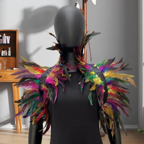 Шаль с перьями, накидка на плечо, мягкий регулируемый ретро-готический воротник, косплей, вечеринка, тело, сценическое представление, костюм танцора с искусственным воротником