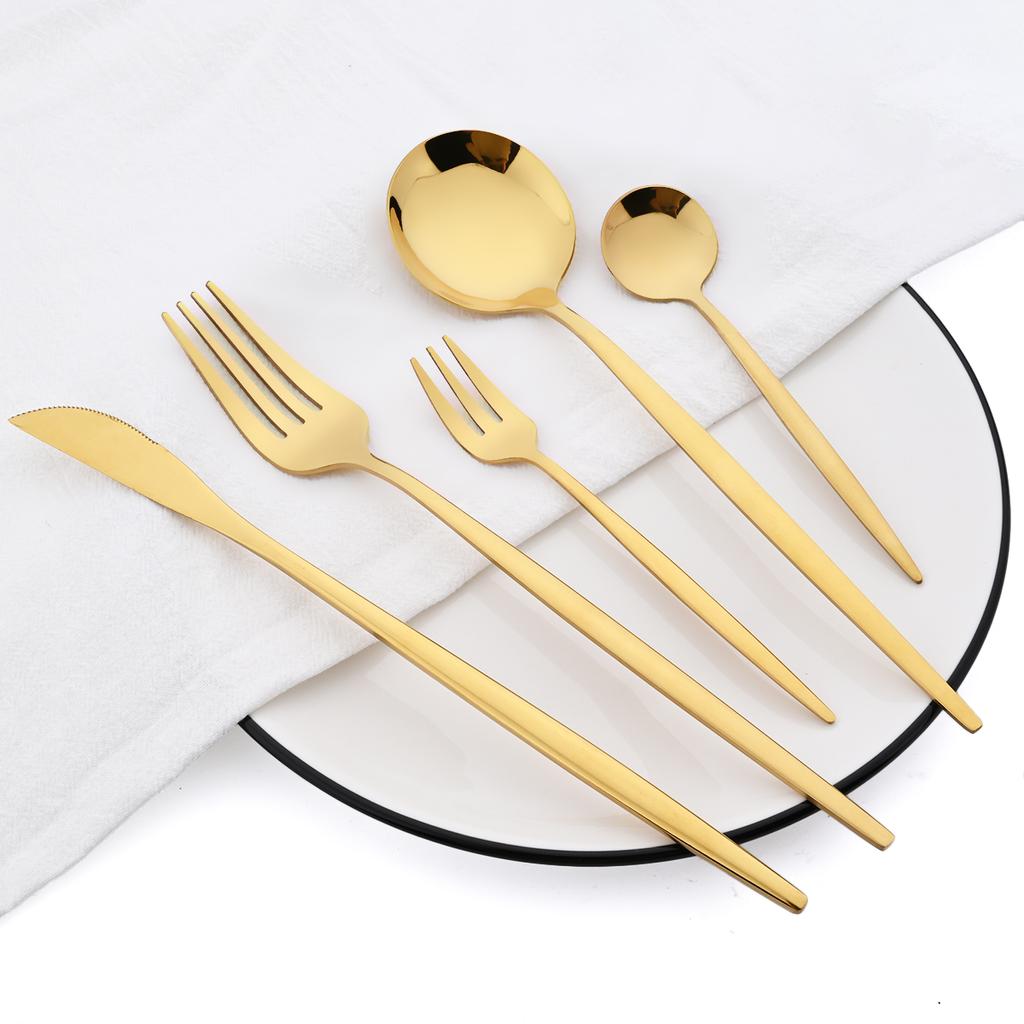 20Pcs Black Dinnerware Tableware Set High Quality Knife Cake Fork Coffee Spoon Flatware Stainless Steel Cutlery Western Kiechen Silverware