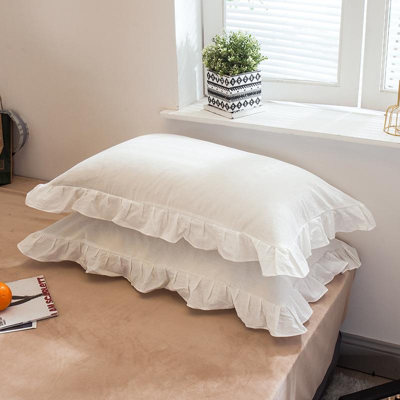 2pcs Fashion French Pillowcase (Without Pillow Core), Soft Breathable Solid Color Lace Pillow Covers, Pillow Protector For Bedroom Sofa Home Decor