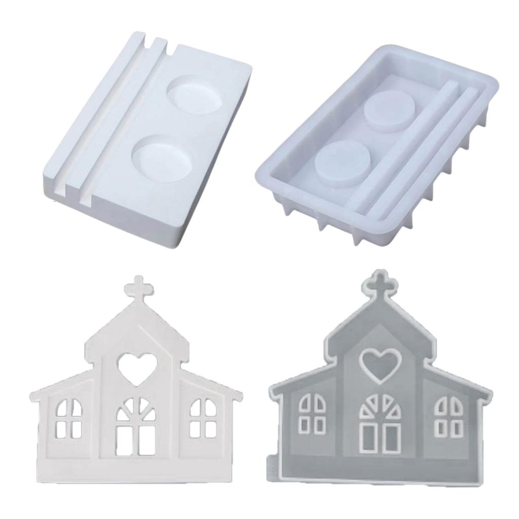 Love House Candlesticks Resins Moulds DIY House Candle Holder Silicone Molds Castings Moulds for Table Home Decorations